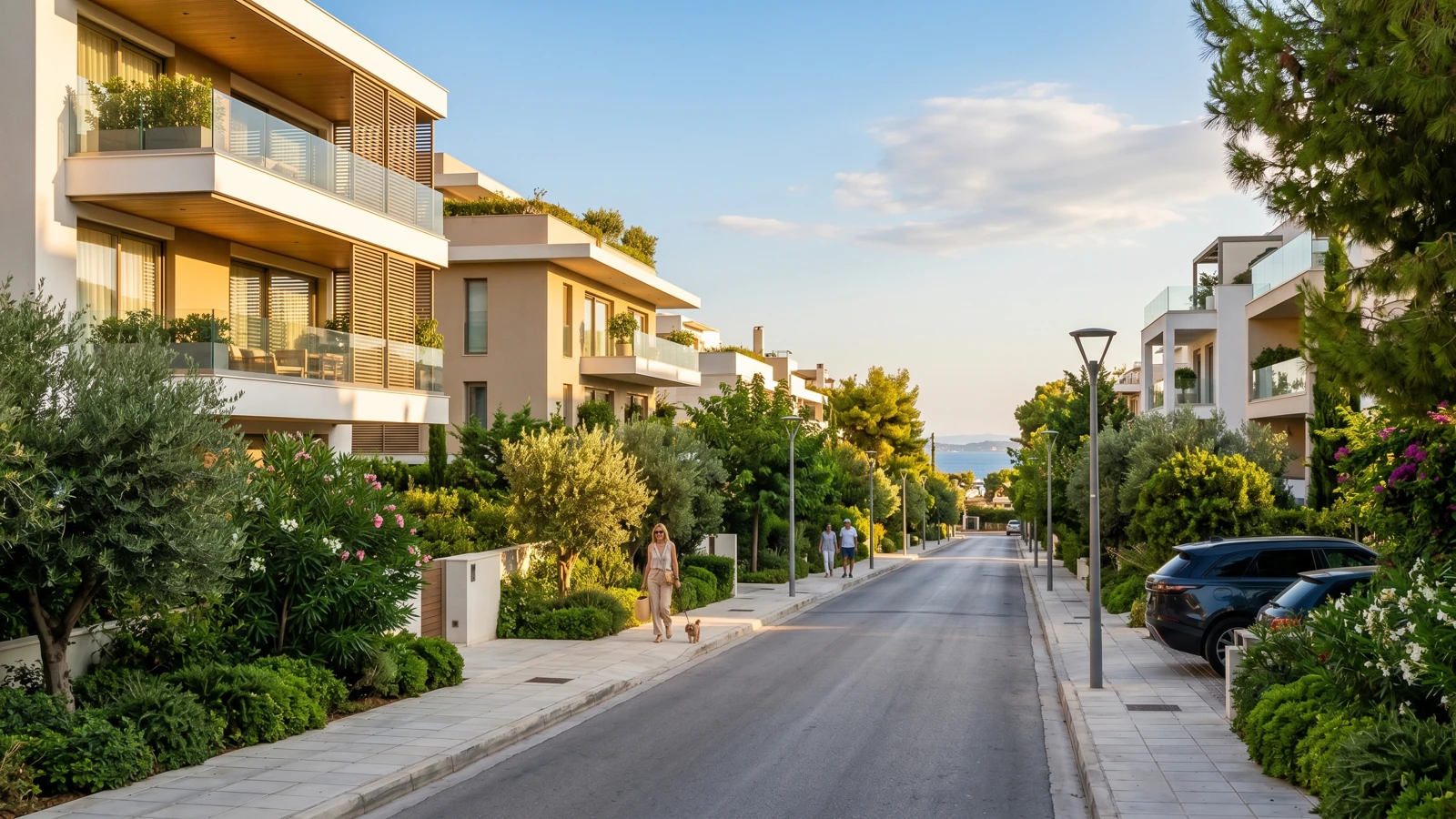 Quiet residential street in Alimos near Hestia Grove