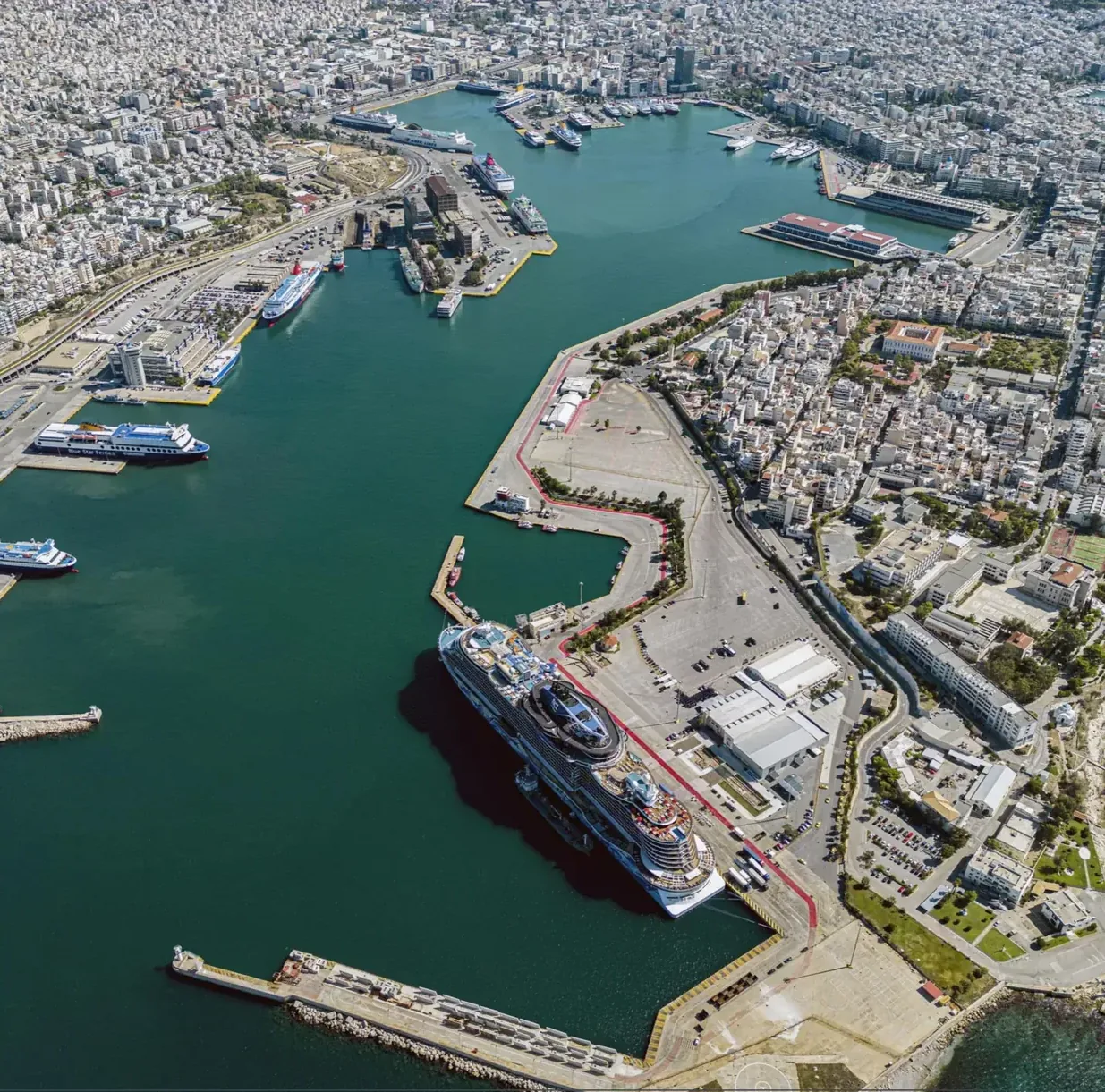 Aerial area photo of the port of Piraeus