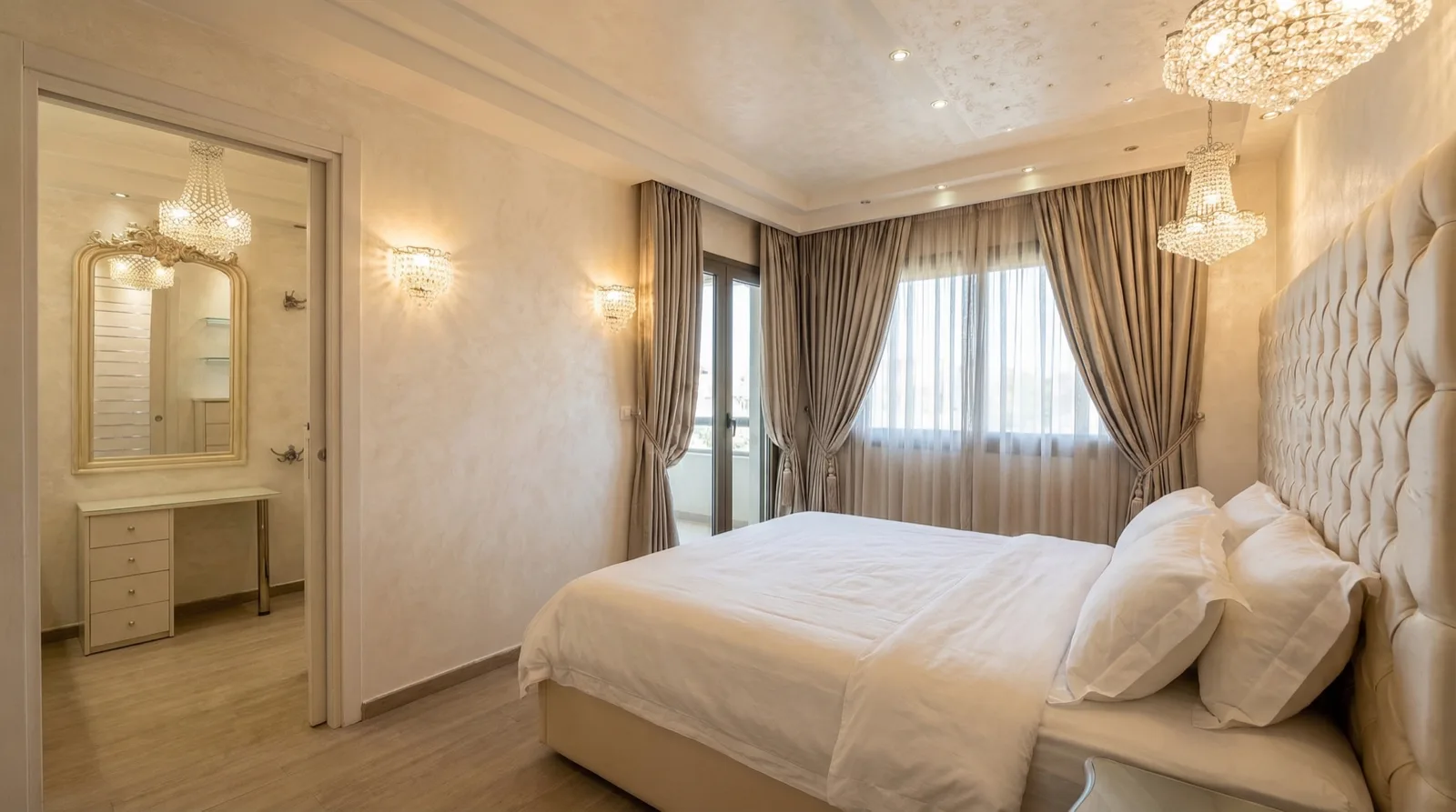 Master suite — crystal chandelier