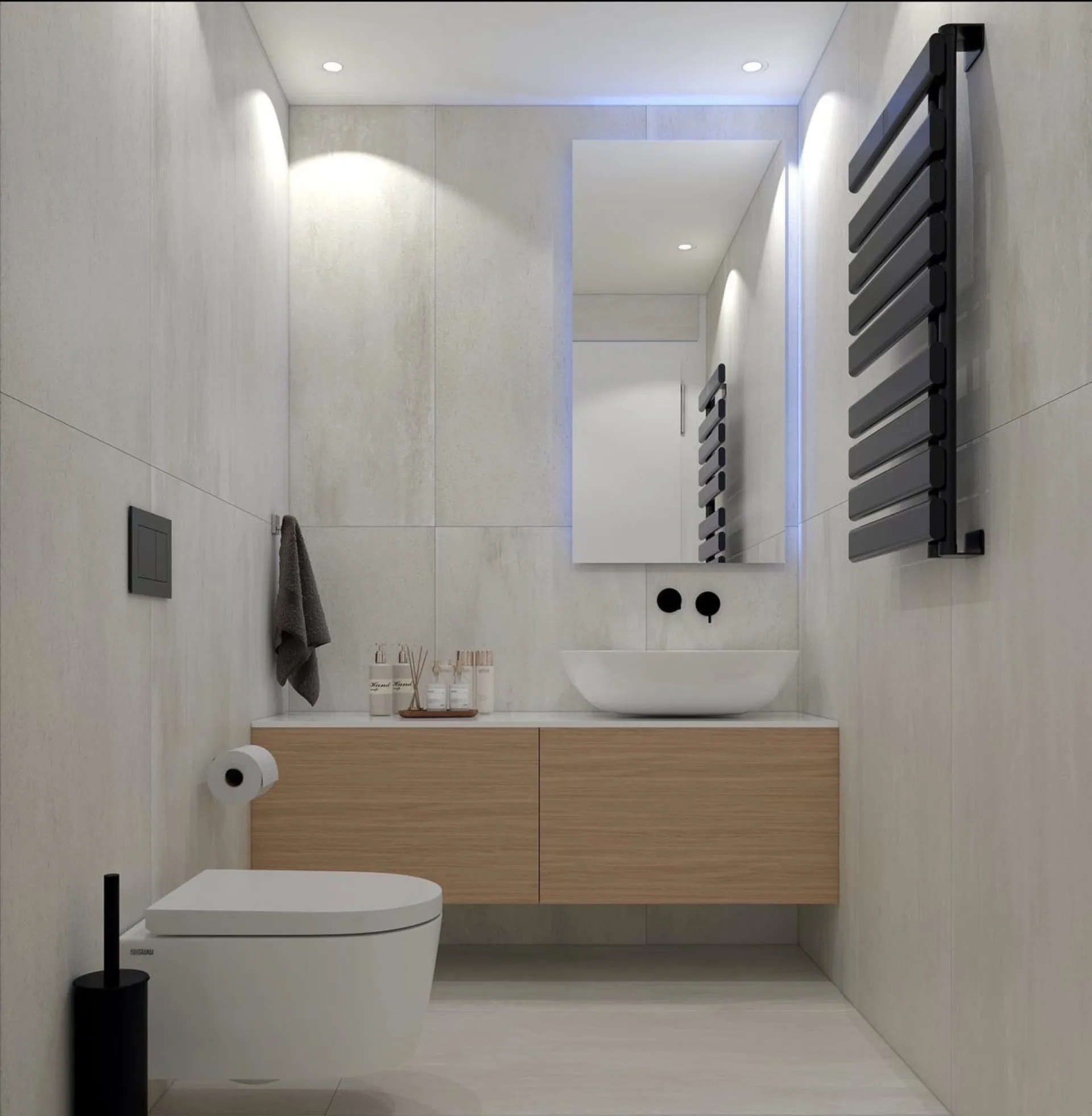 Guest bathroom — Contemporary fixtures and finishes