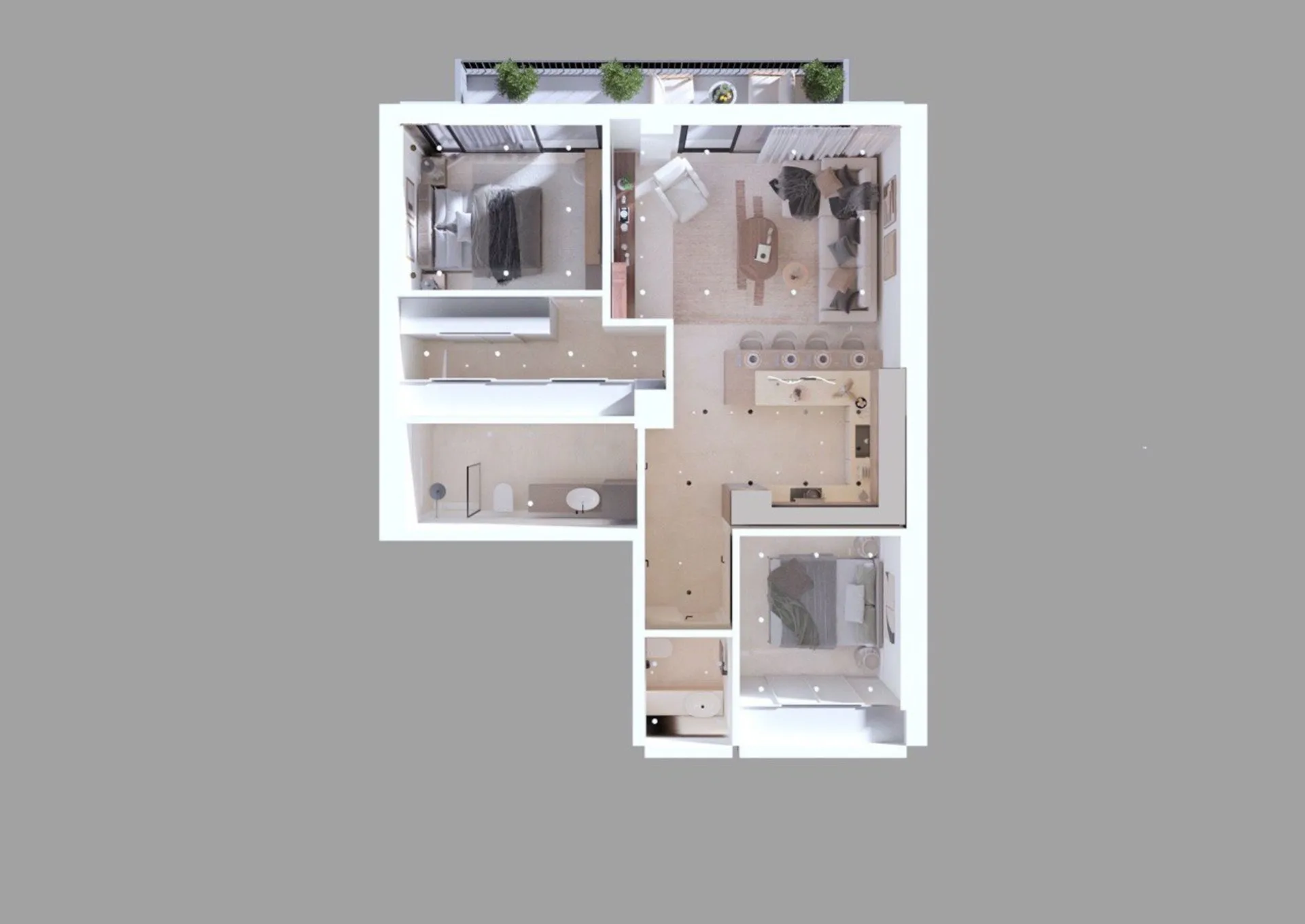Mela Athens Residences — Typical 2-Bedroom Layout (~89 sqm)