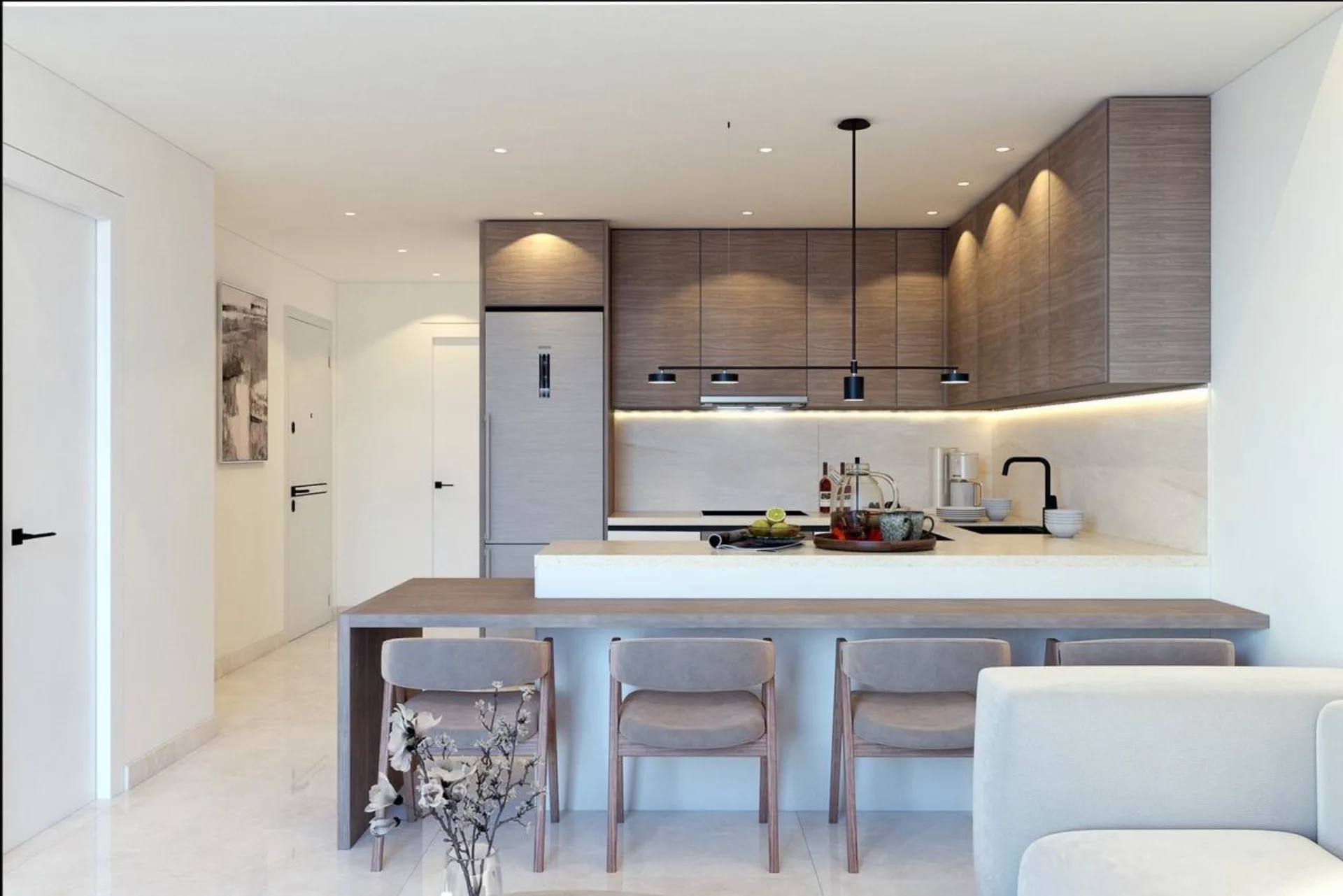 Kitchen — Sleek cabinetry with integrated appliances
