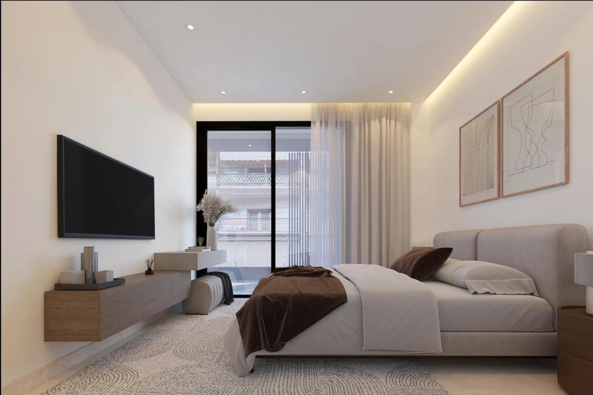 Mela Athens Residences master bedroom with en-suite and modern finishes