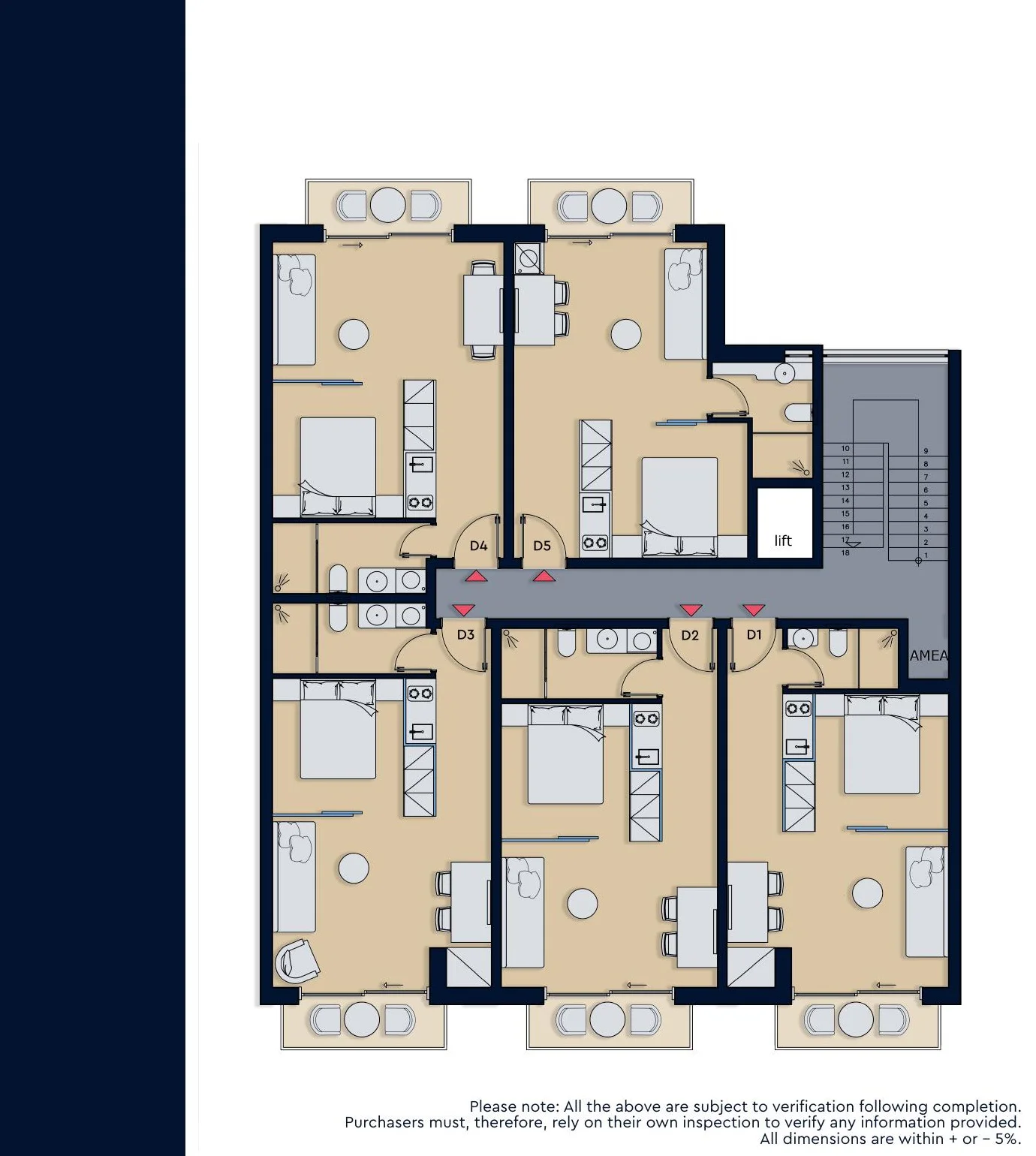 Minoas Residences Athens — Fourth floor overview with Units D1 to D5