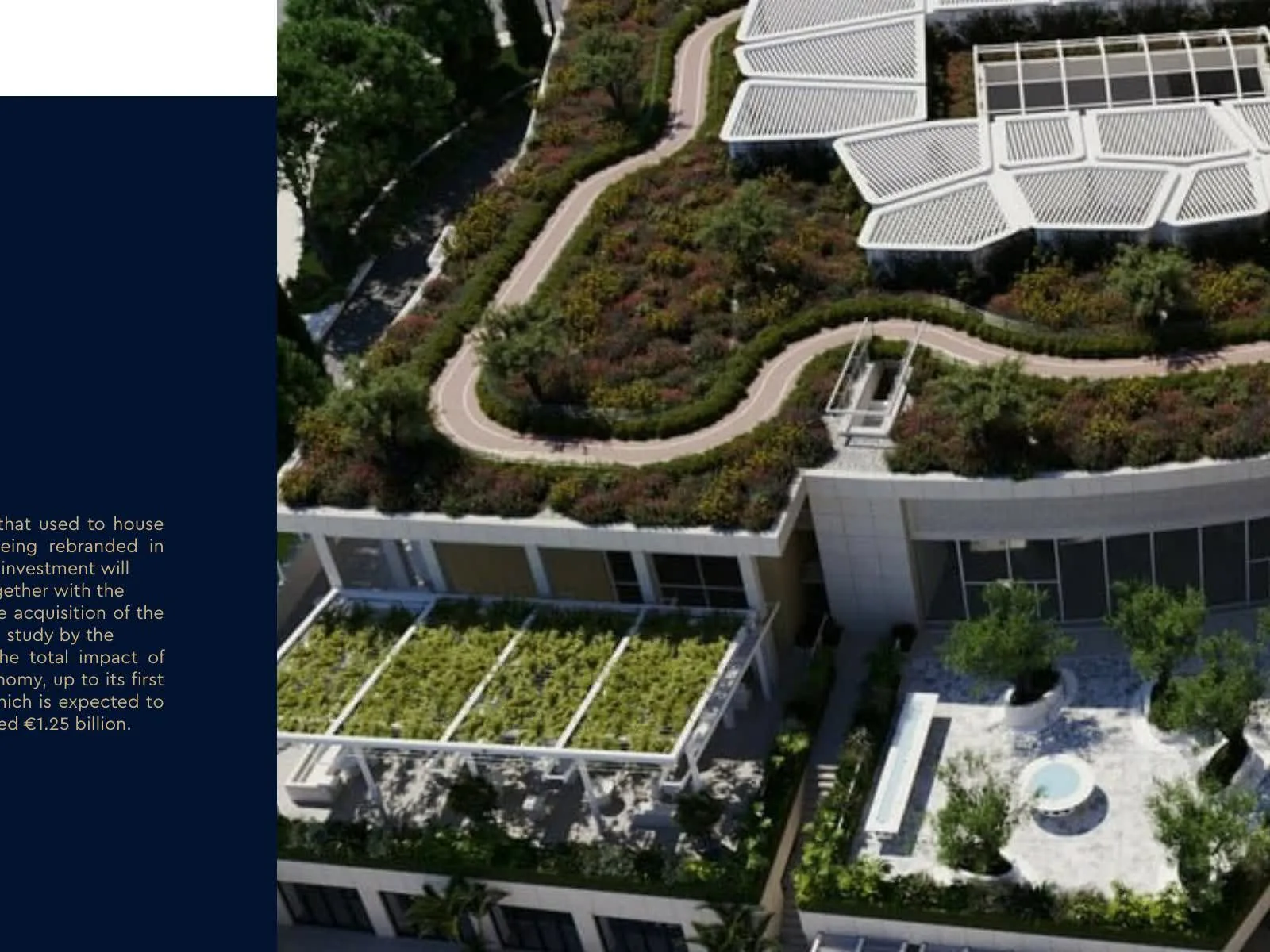The Ilisian — aerial view of rooftop gardens and amenities, 2 minutes from Minoas Residences