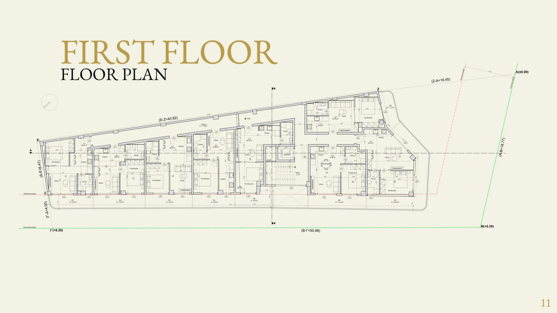 First Floor (Floor A) architectural plan — 8 units