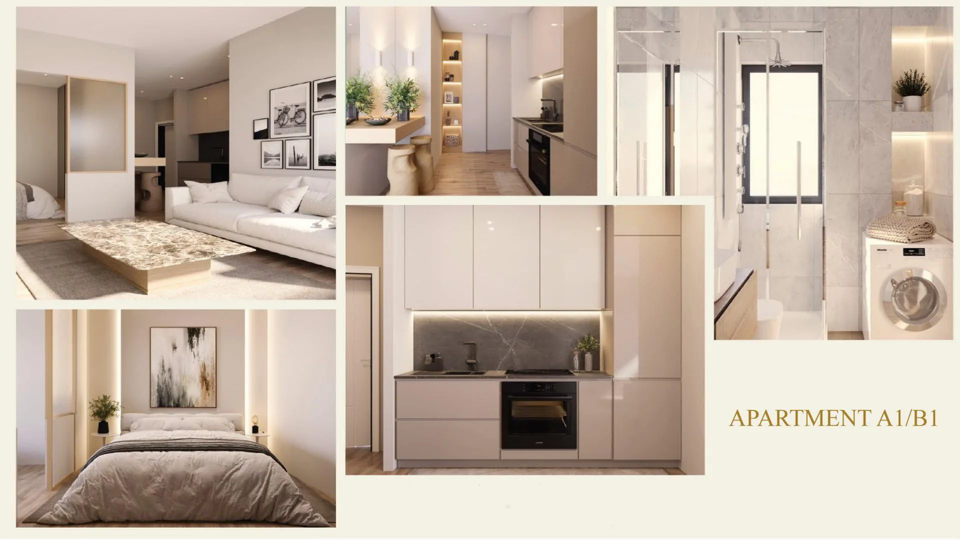 Designer bedroom with olive tones and natural light