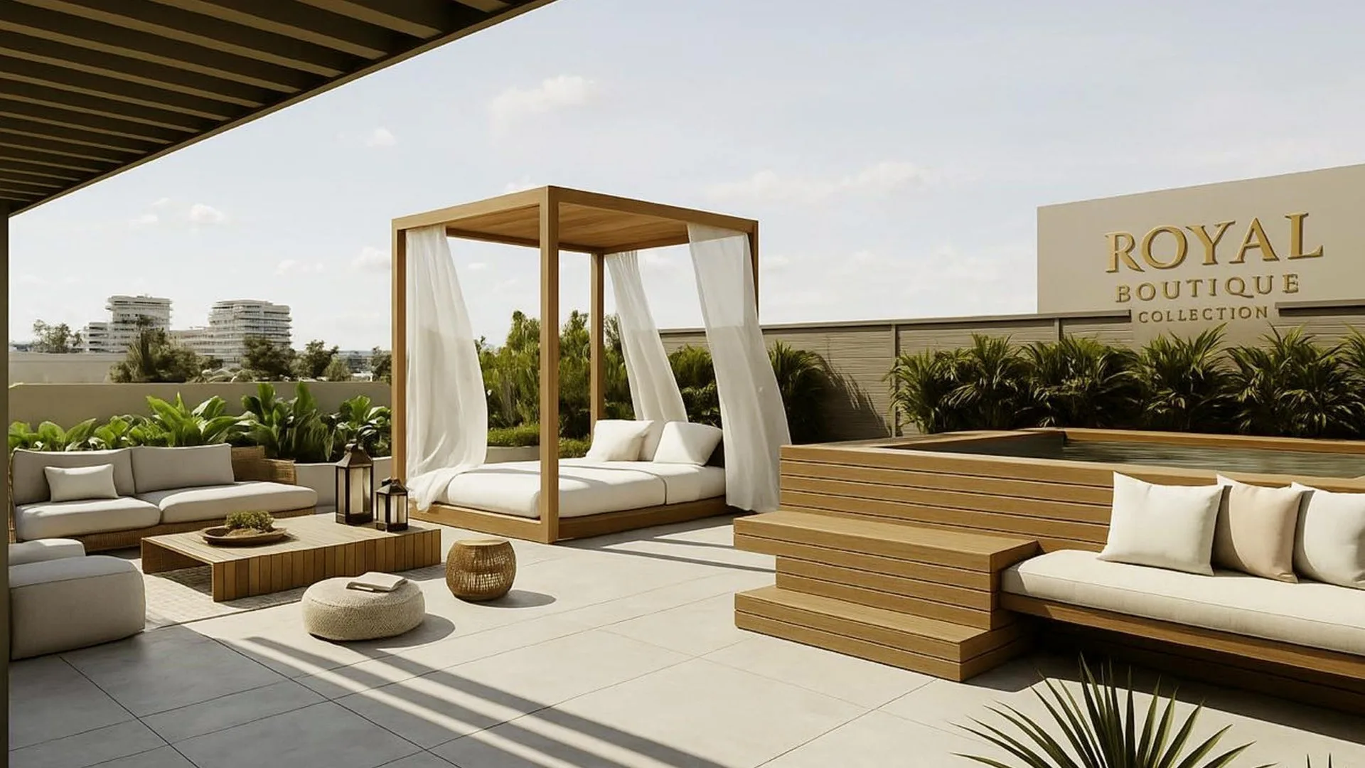 Rooftop terrace with cabana, jacuzzi and panoramic Athens views