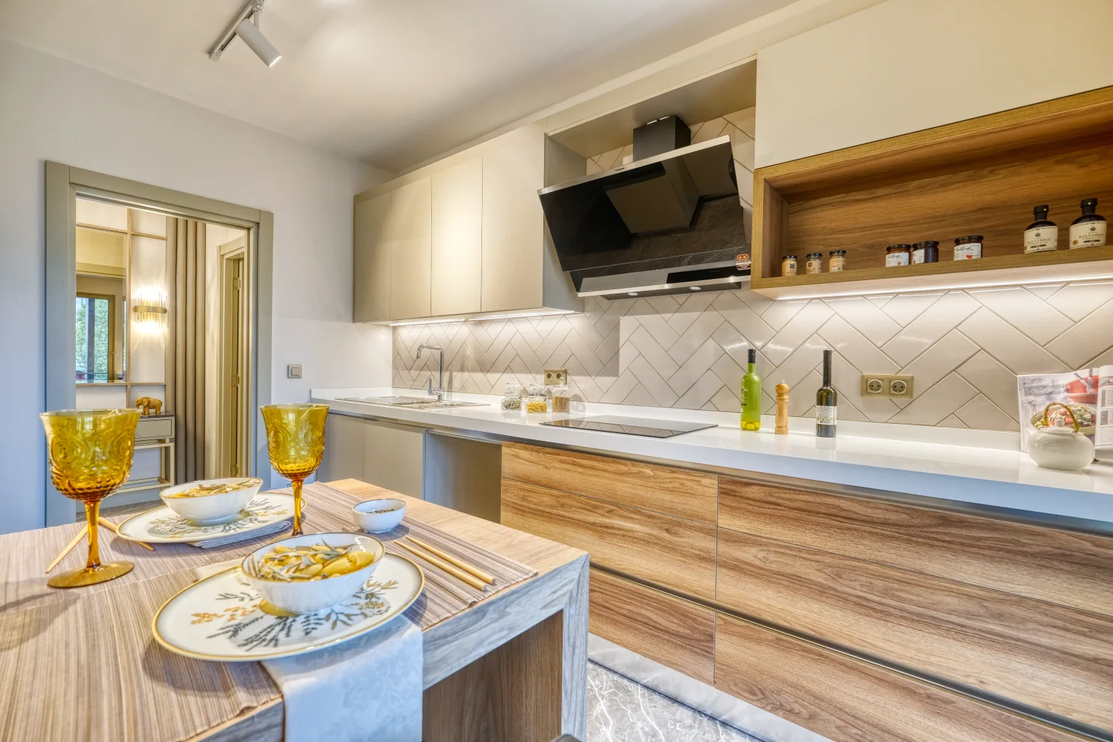 Bakirci Topkapi Sample apartment — living area, evening light