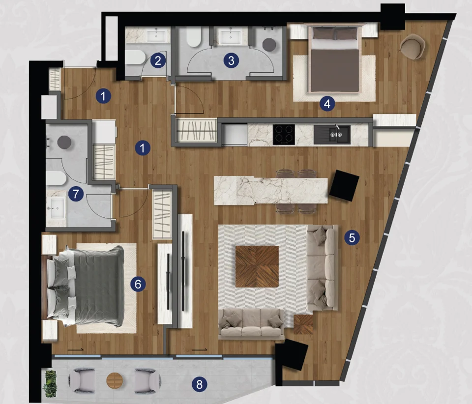 Cropped 2+1 residence floor plan