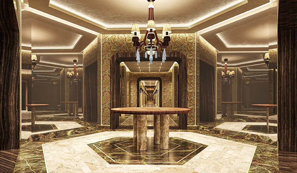 Elevator lobby and corridor at Etro Residences Istanbul