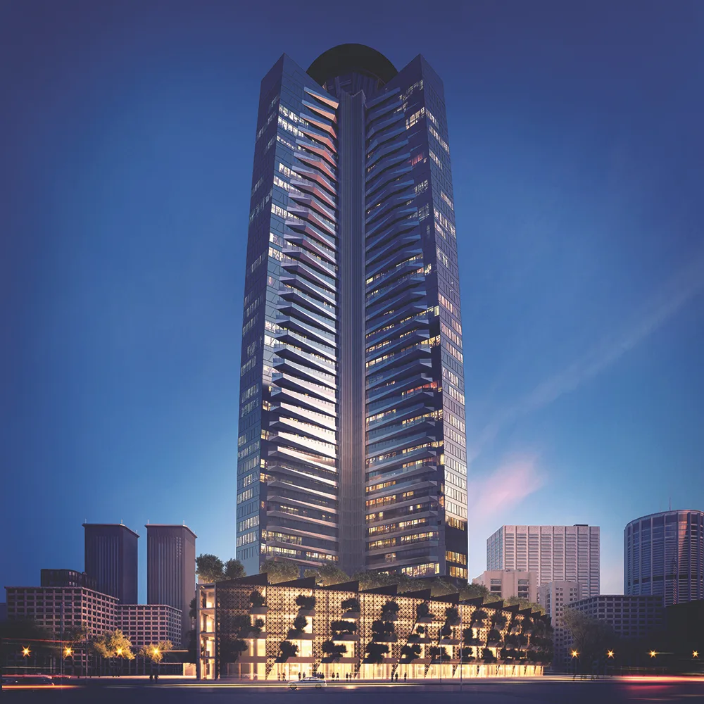 Evening tower exterior at Etro Residences Istanbul