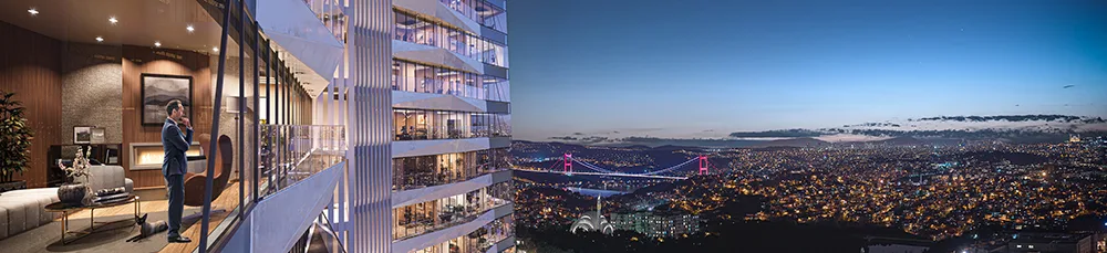 Residence terrace and city outlook at Etro Residences Istanbul