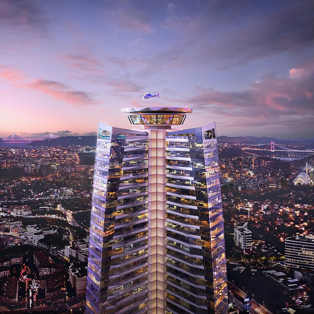 Rooftop crown and tower exterior at Etro Residences Istanbul
