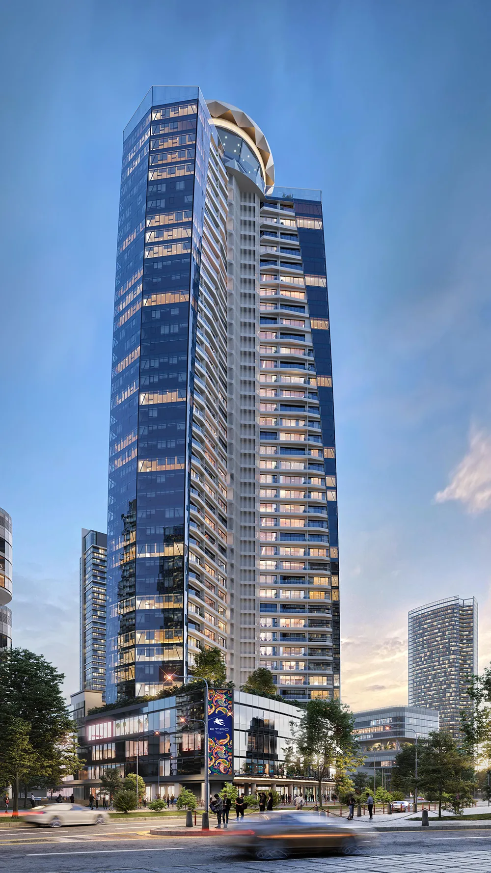 Street-level tower exterior at Etro Residences Istanbul