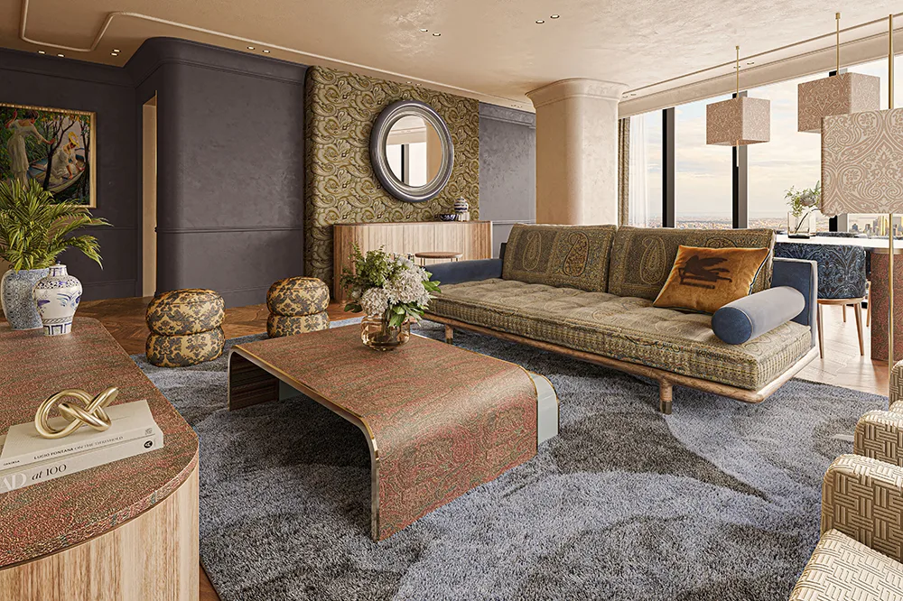Living and dining residence interior at Etro Residences Istanbul