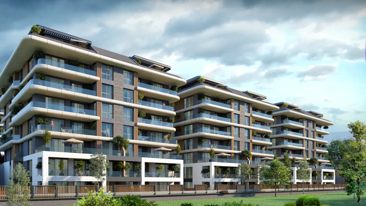 Senfoni Etiler apartment blocks with landscaped frontage