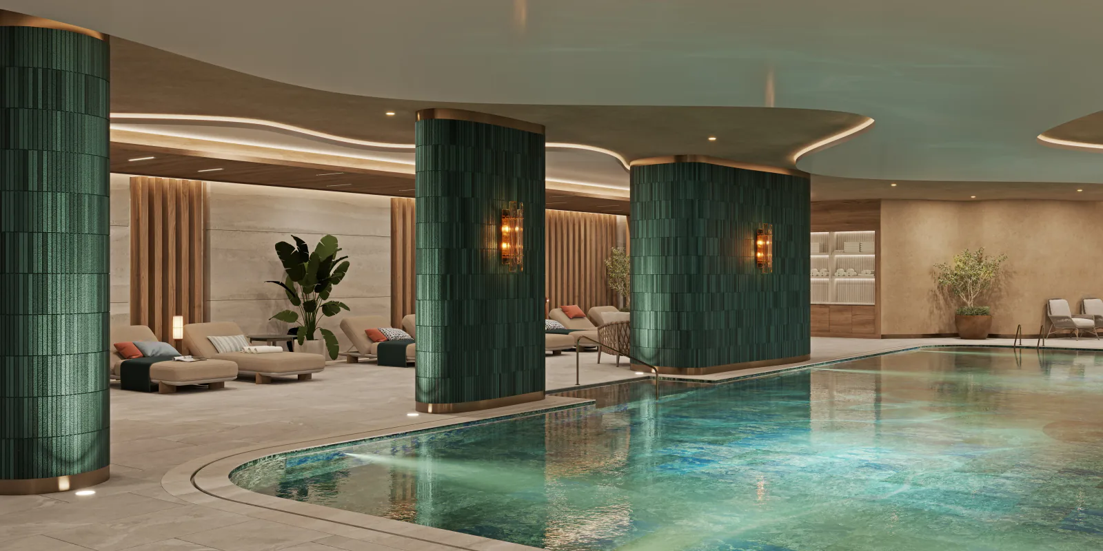 Pool with feature wall at Senfoni Etiler