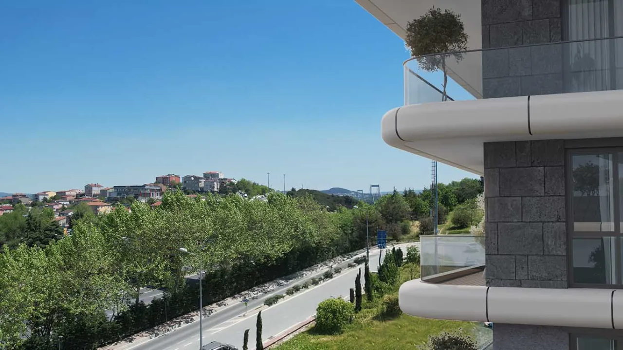 Residential balcony view over Etiler greenery