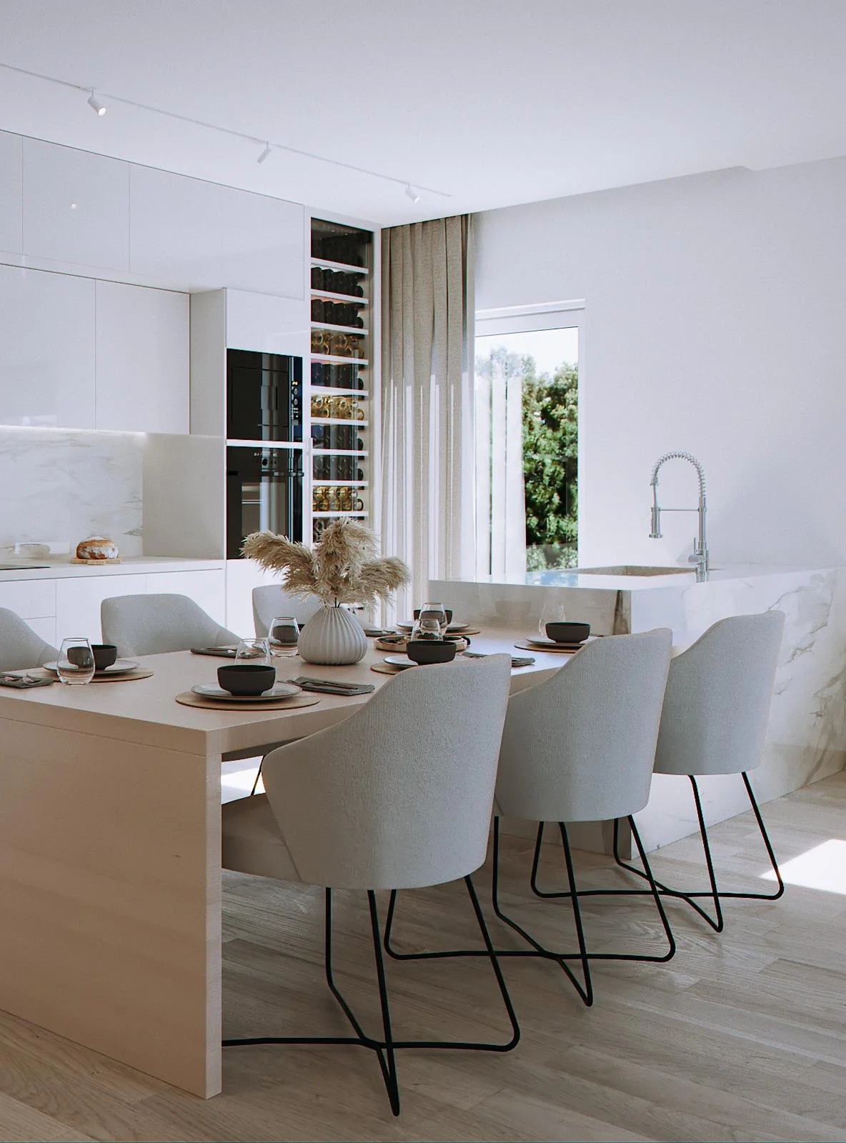 Light-filled living space with premium finishes and Mediterranean views